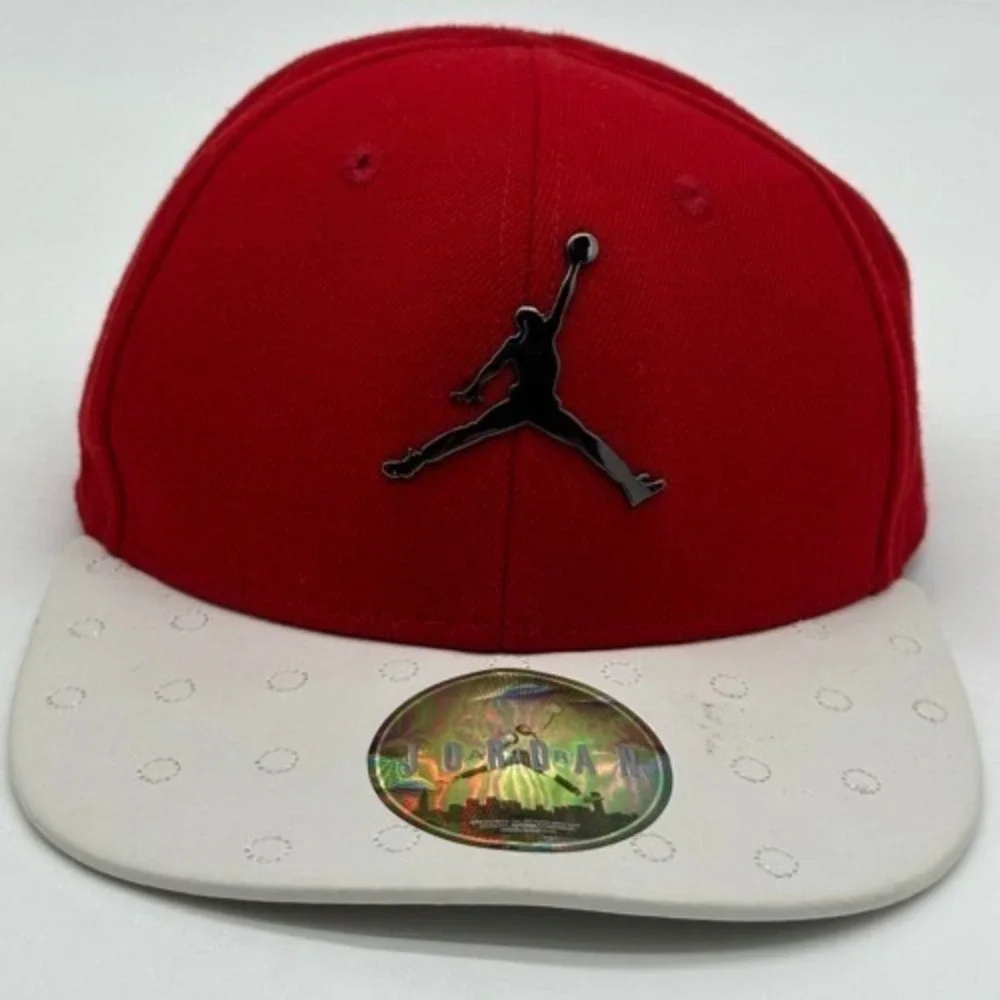 Nike Jordan Hats Kids 4-7 Red White Colorblock Jumpman Basketball Cap Snap Back